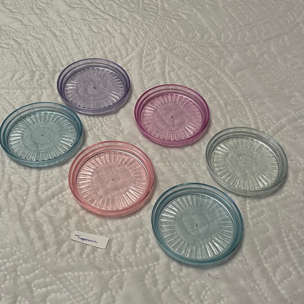 Vintage Tupperware Acrylic Pastel Colors Coaster Set of 6